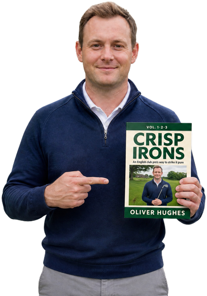 Oliver Hughes holding Crisp Irons